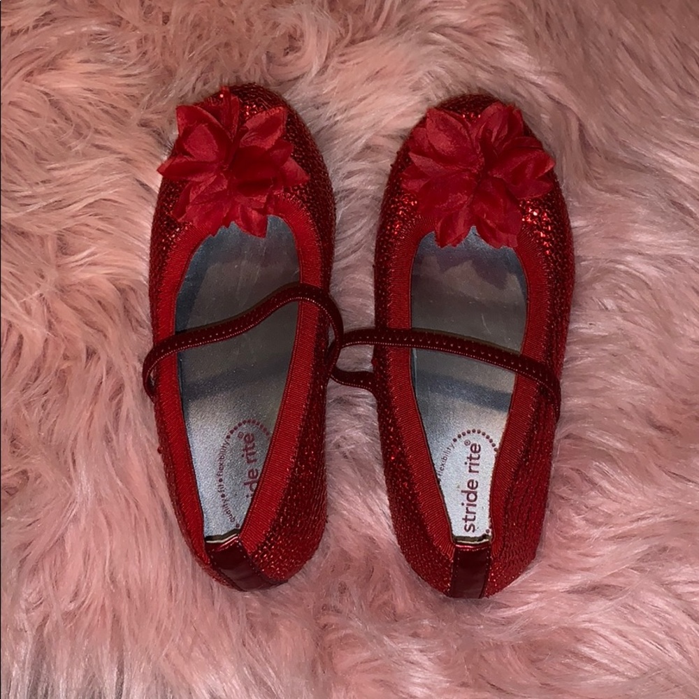 Stride rite red glitter flats (used)